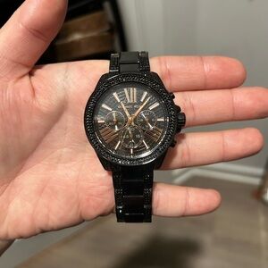 Michael Kors Black and Rose Gold Watch